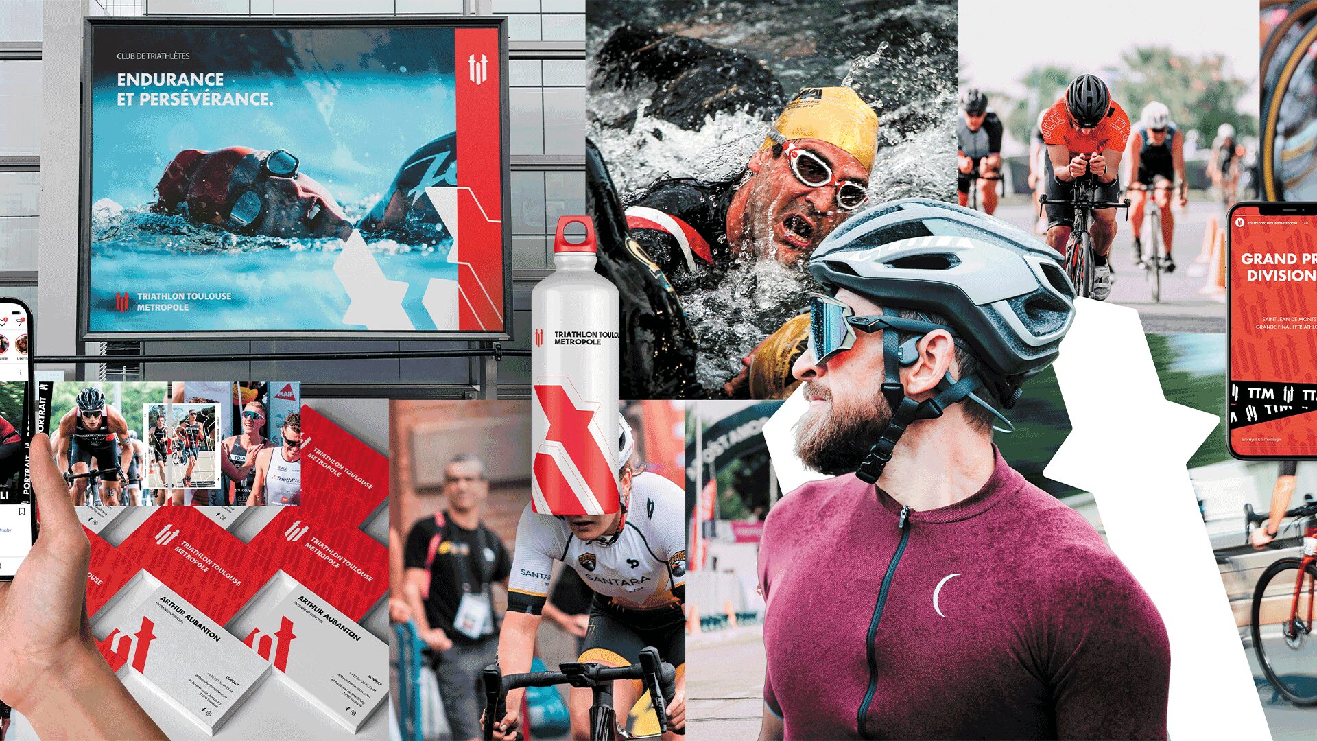 Moodboard de l'univers graphique Triathlon Toulouse Métropole